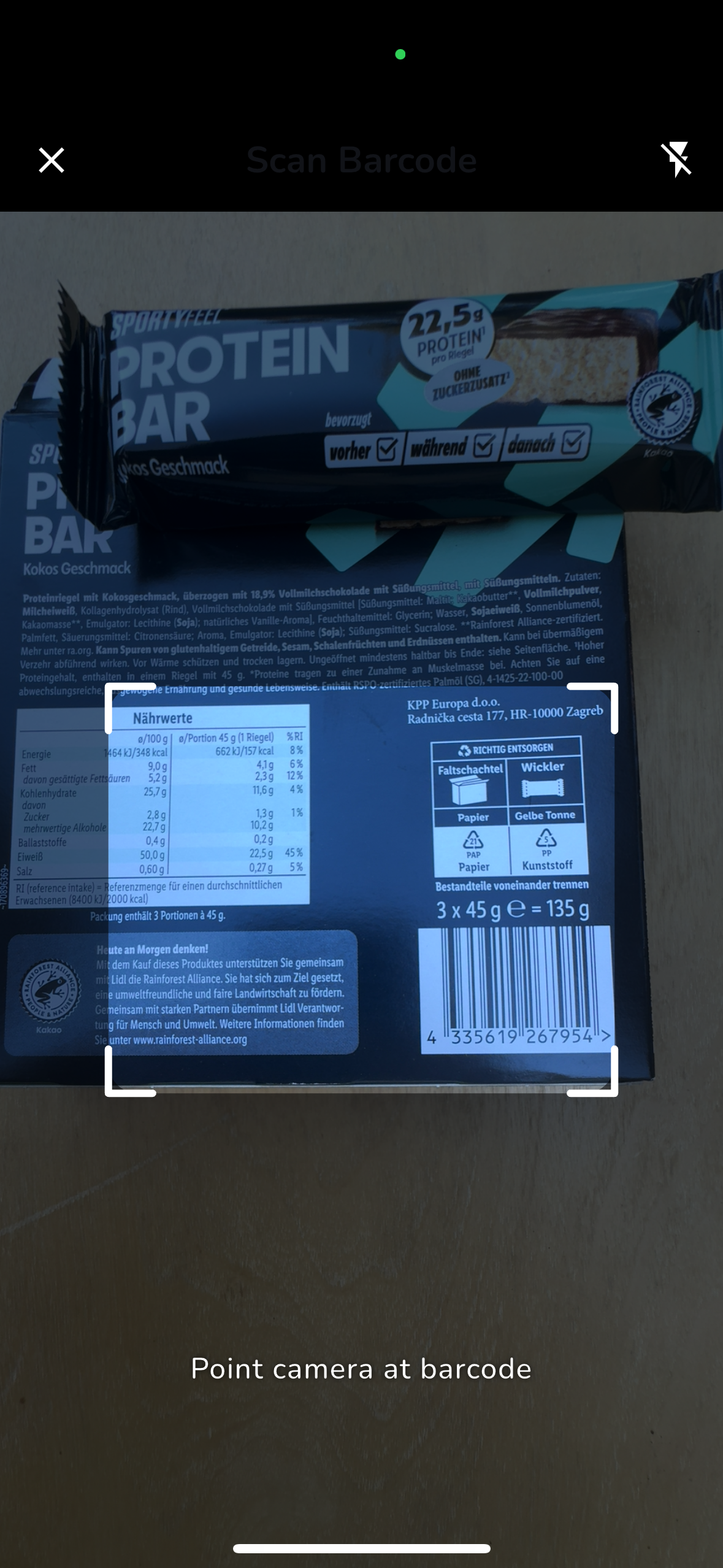 Barcode scanner pulling protein from a label