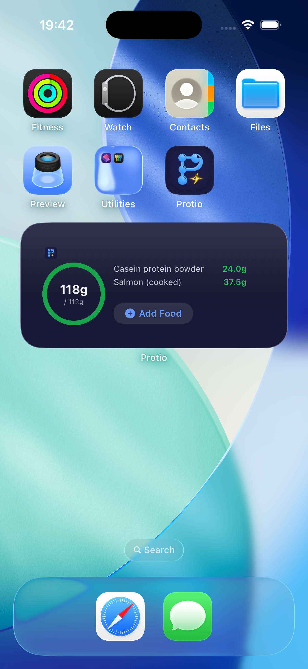 Home screen widget with protein progress